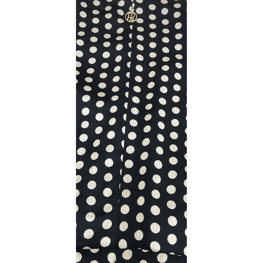 TOMMY HILFIGER Women's Size 14 Navy & White Polka Dot Chiffon High Low Dress - Picture 10 of 15